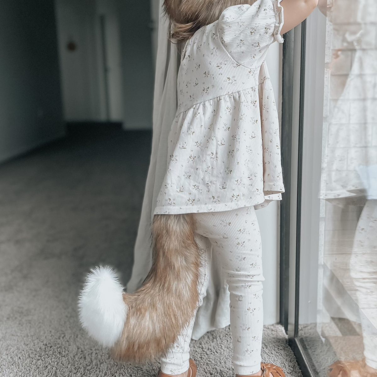 コスプレ きつね 狐の尻尾と耳のセット キツネ しっぽ 75cm 白